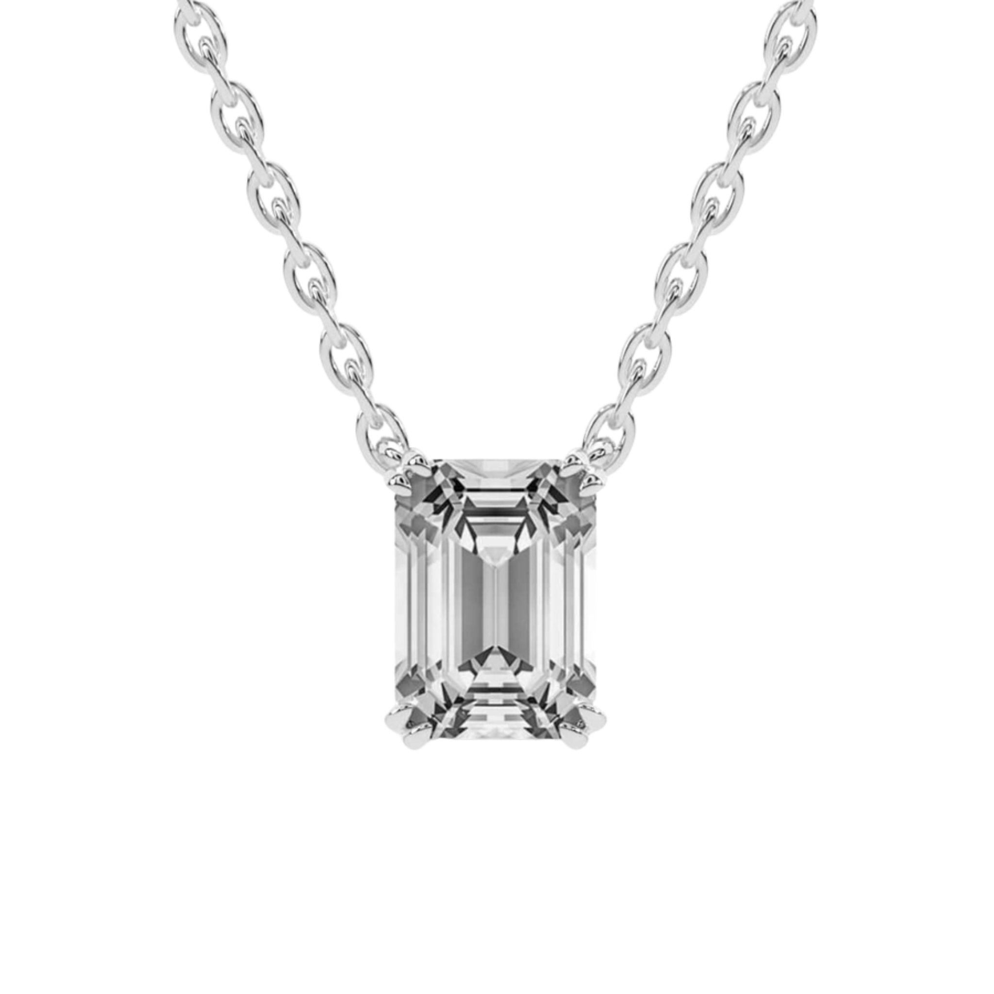Alma Emerald Lab Diamond Solitaire Necklace