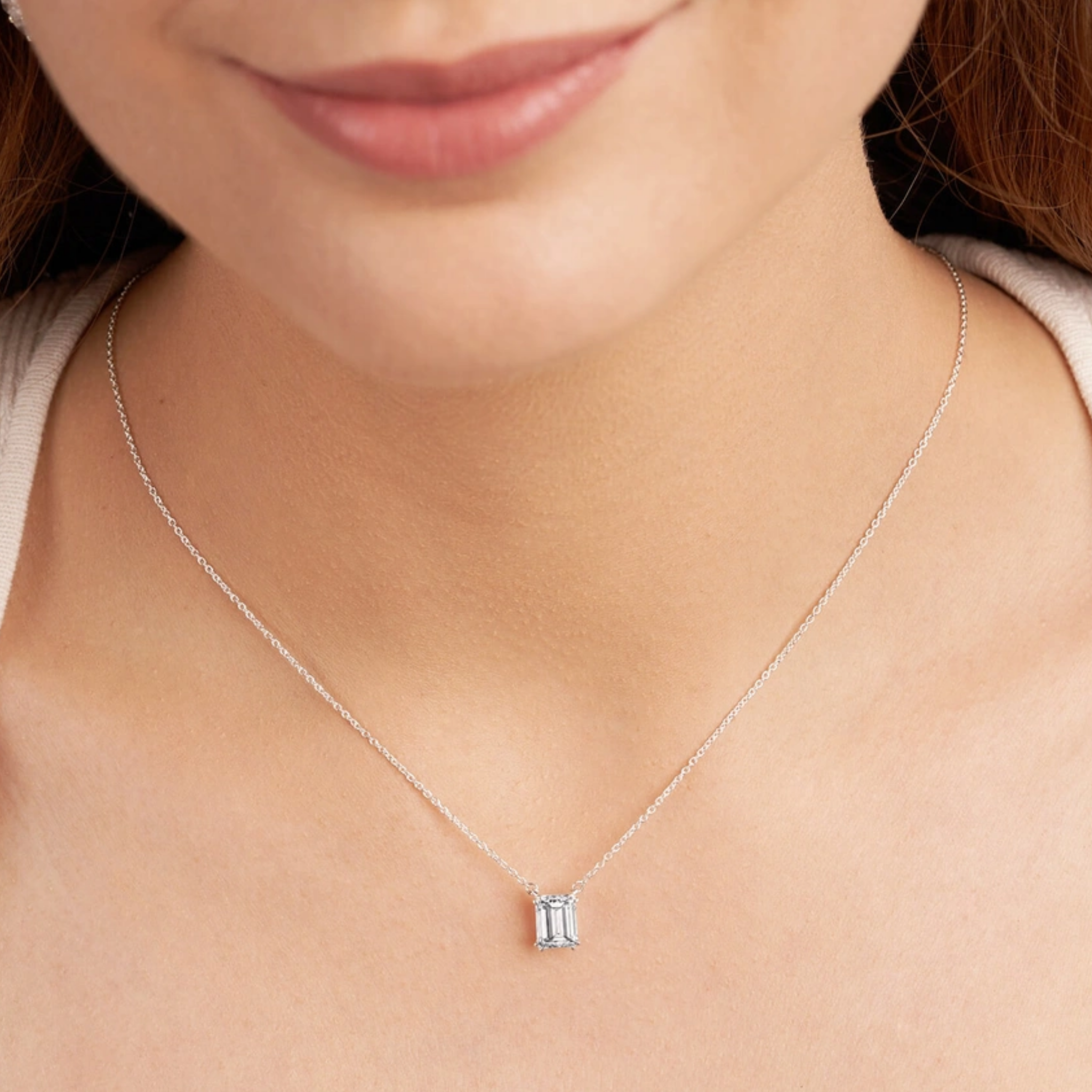 Alma Emerald Lab Diamond Solitaire Necklace