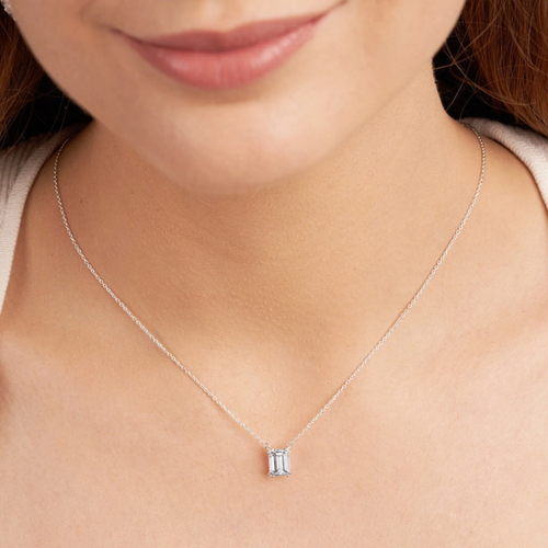 Alma Emerald Lab Diamond Solitaire Necklace