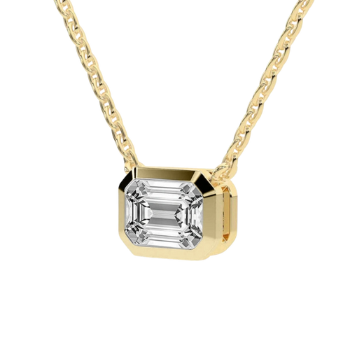 Aubree Emerald Bezel Lab Diamond Solitaire Necklace