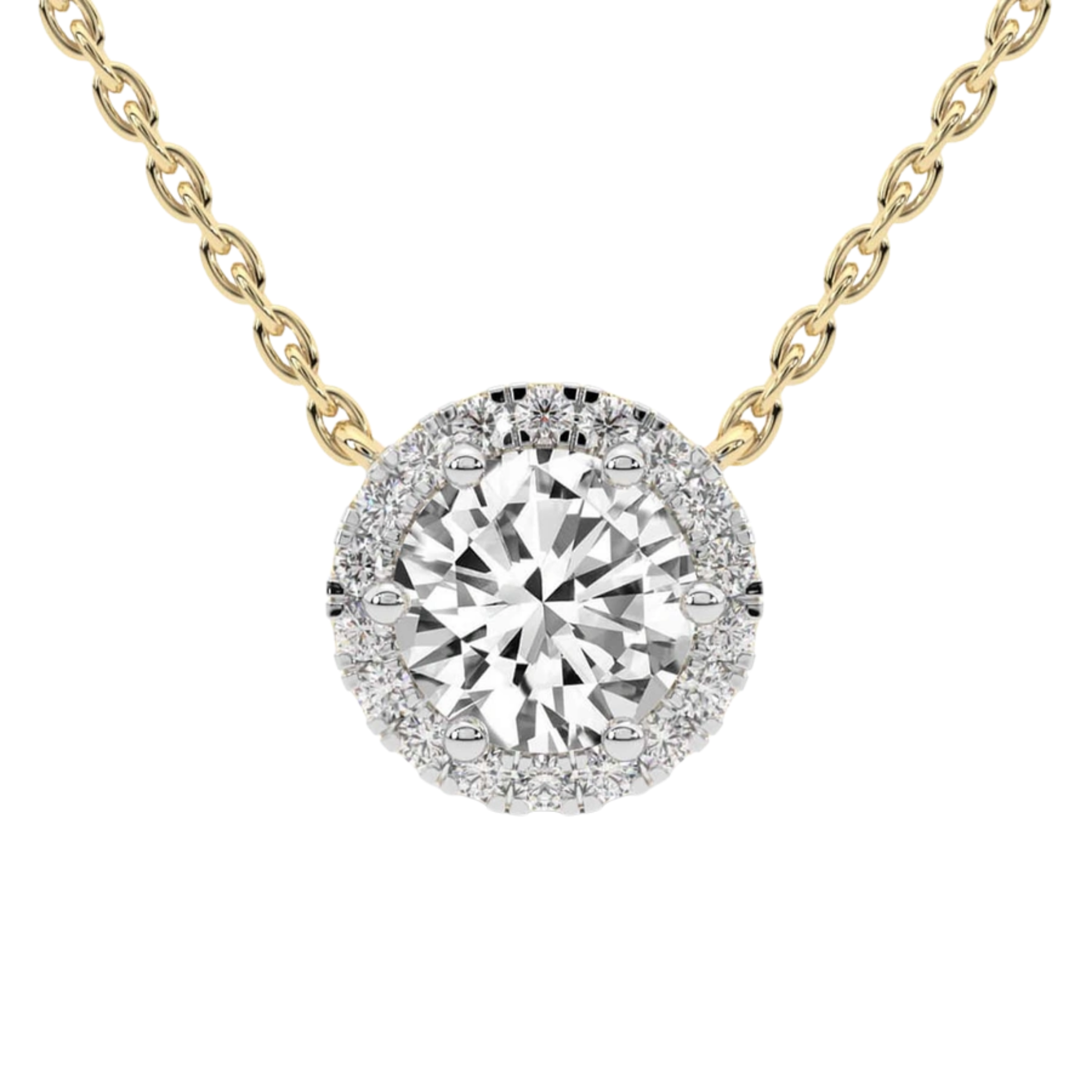 Belleza Halo Lab Diamond Solitaire Necklace