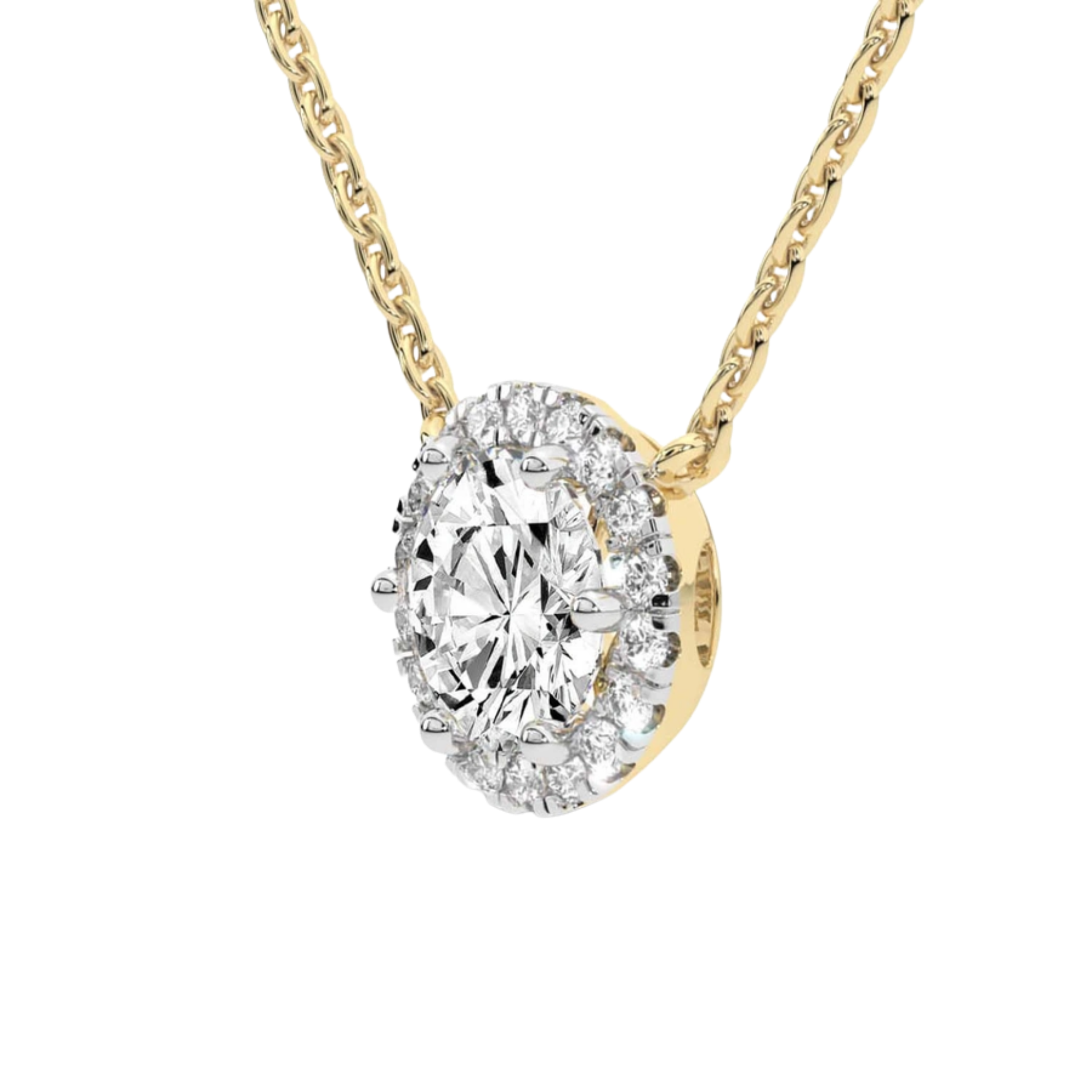 Belleza Halo Lab Diamond Solitaire Necklace