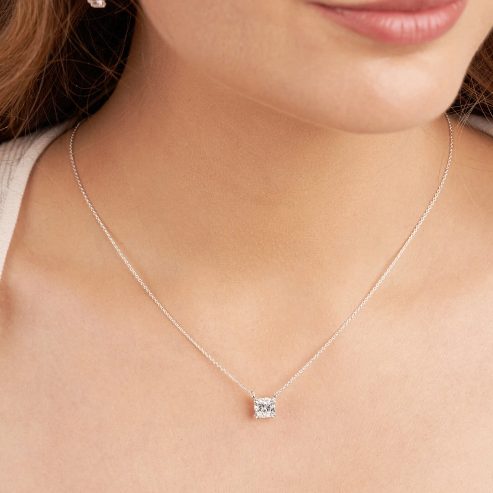 Bianca Cushion Lab Diamond Solitaire Necklace
