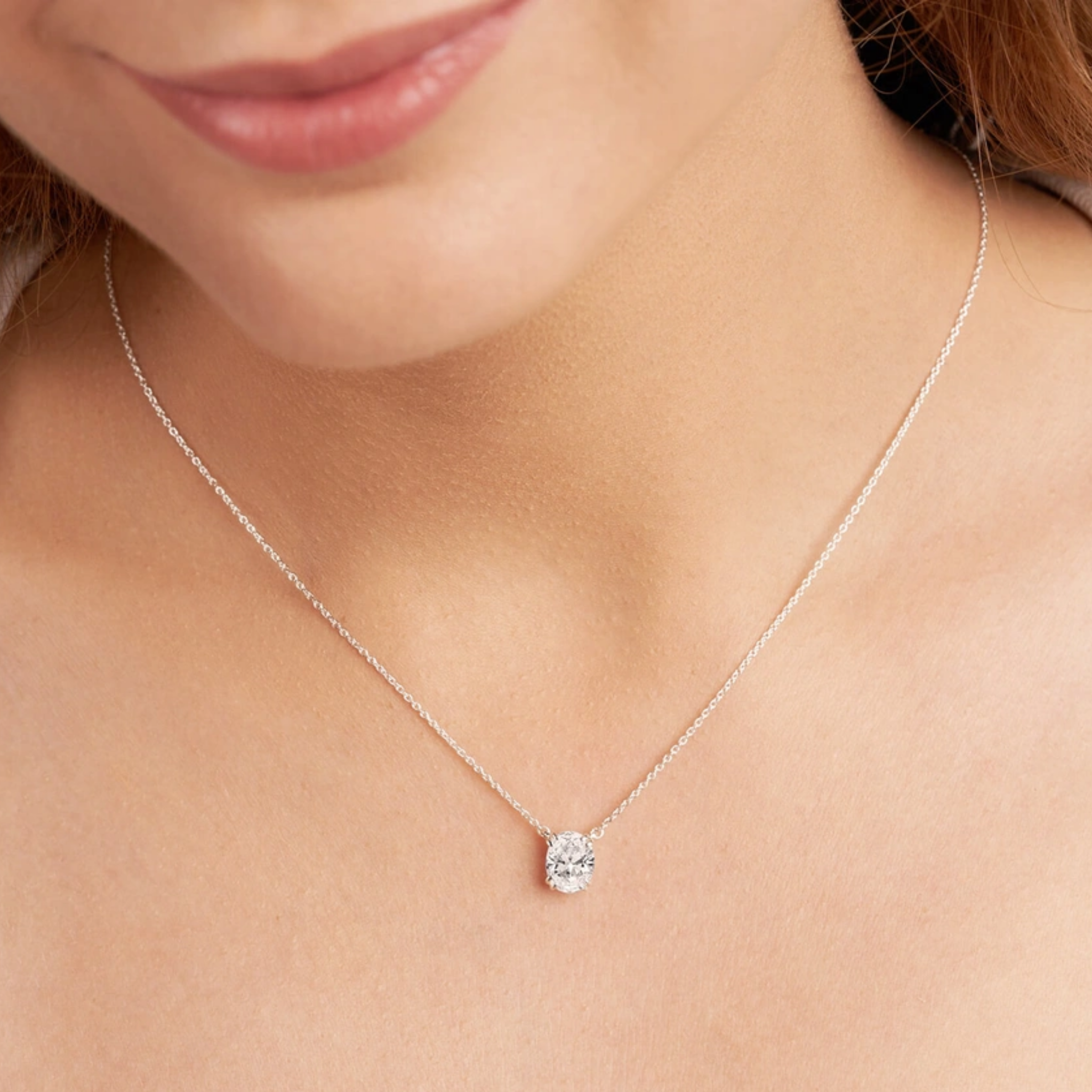 Ethereal Oval Lab Diamond Solitaire Necklace