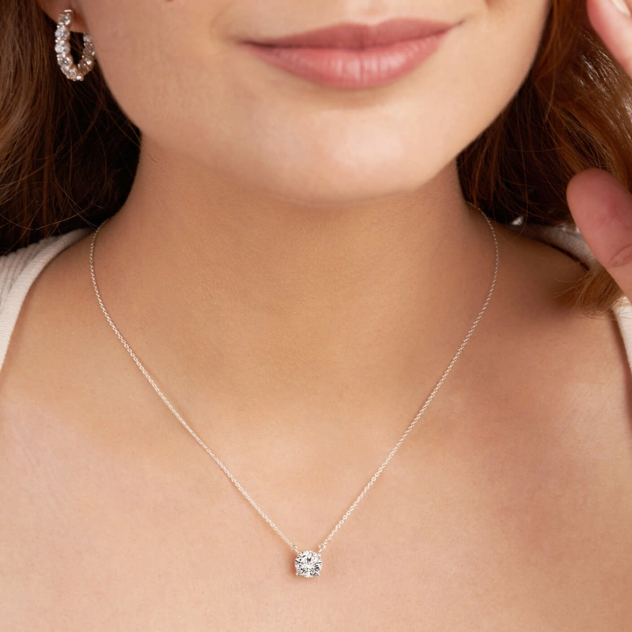 Lluvia Round Lab Diamond Solitaire Necklace
