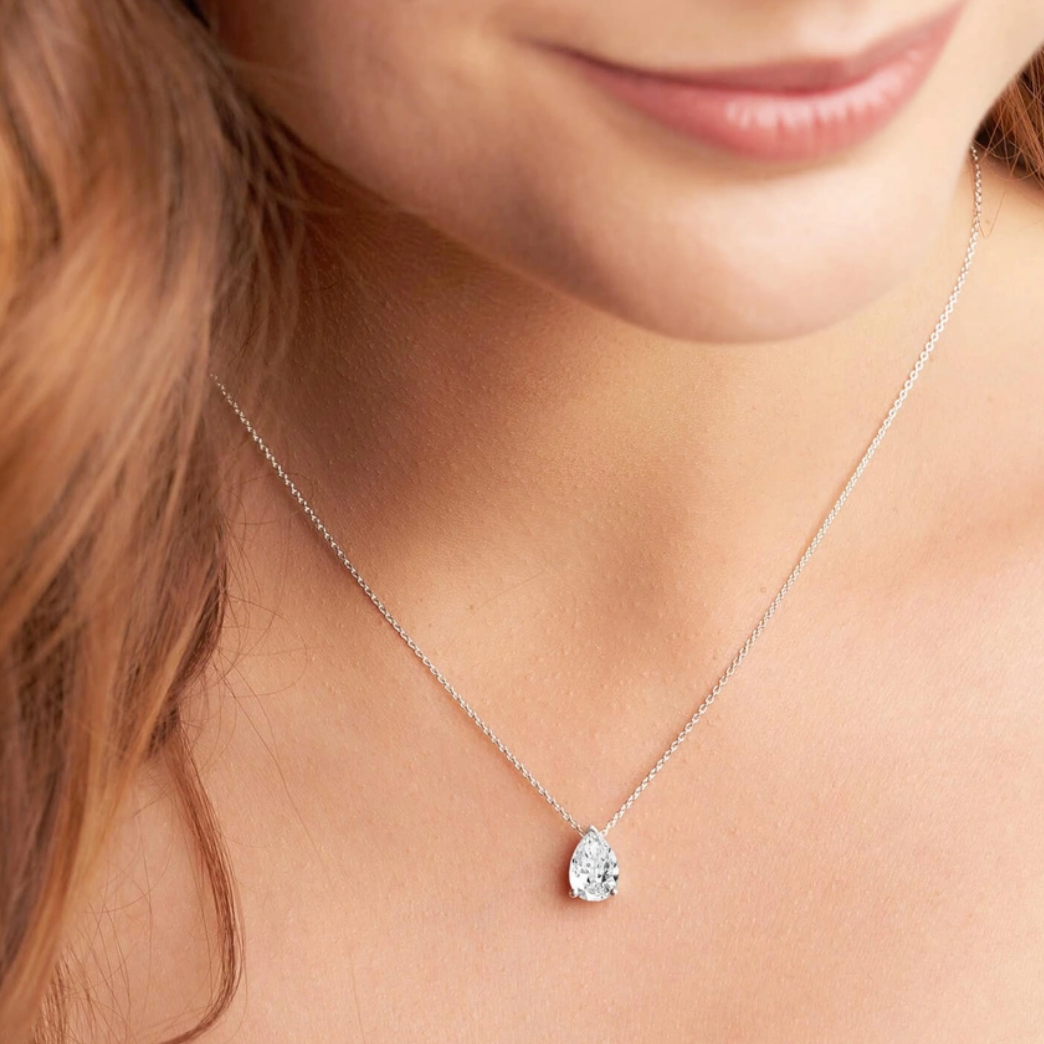 Marisol Pear Lab Diamond Solitaire Necklace