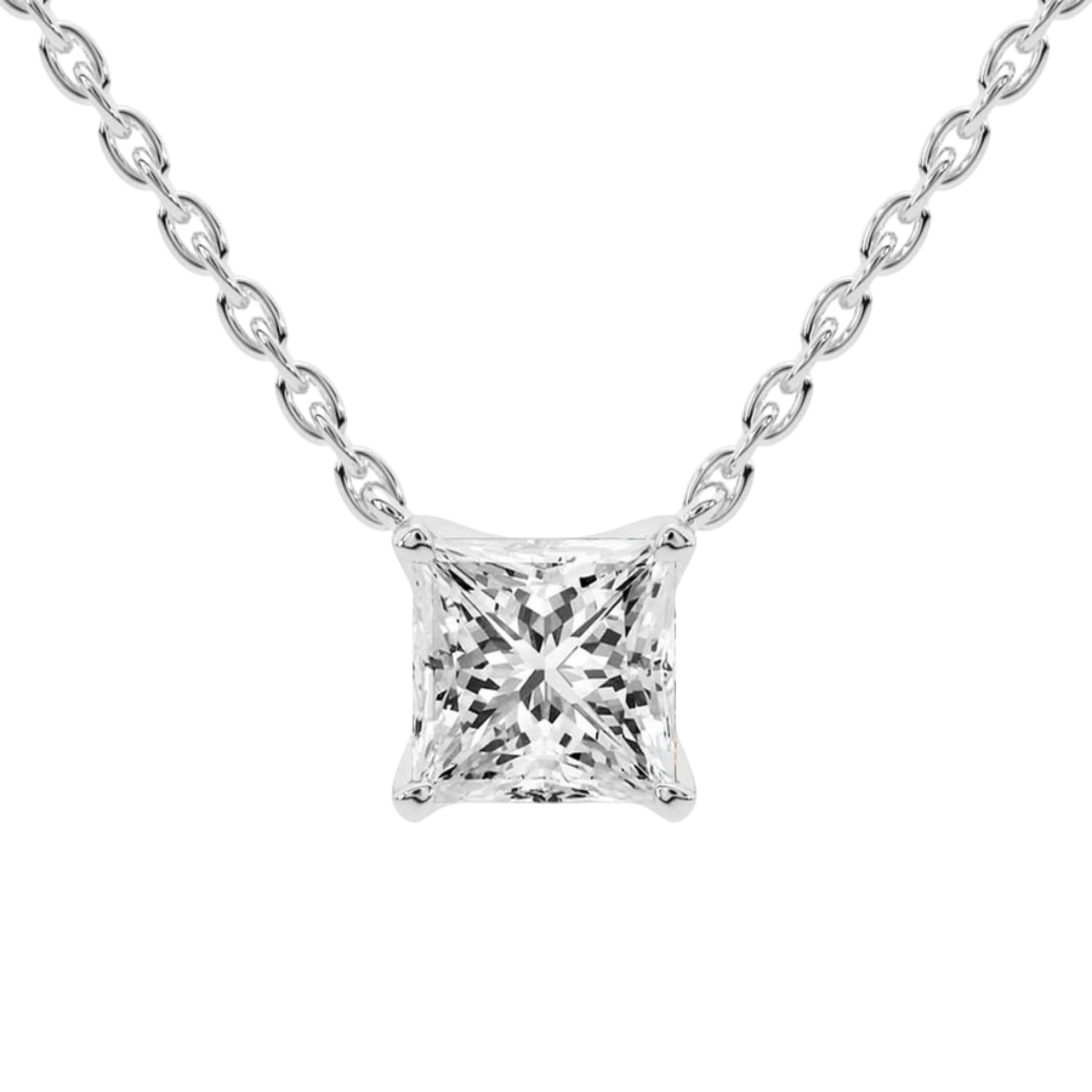 Zenobia Princess Lab Diamond Solitaire Necklace