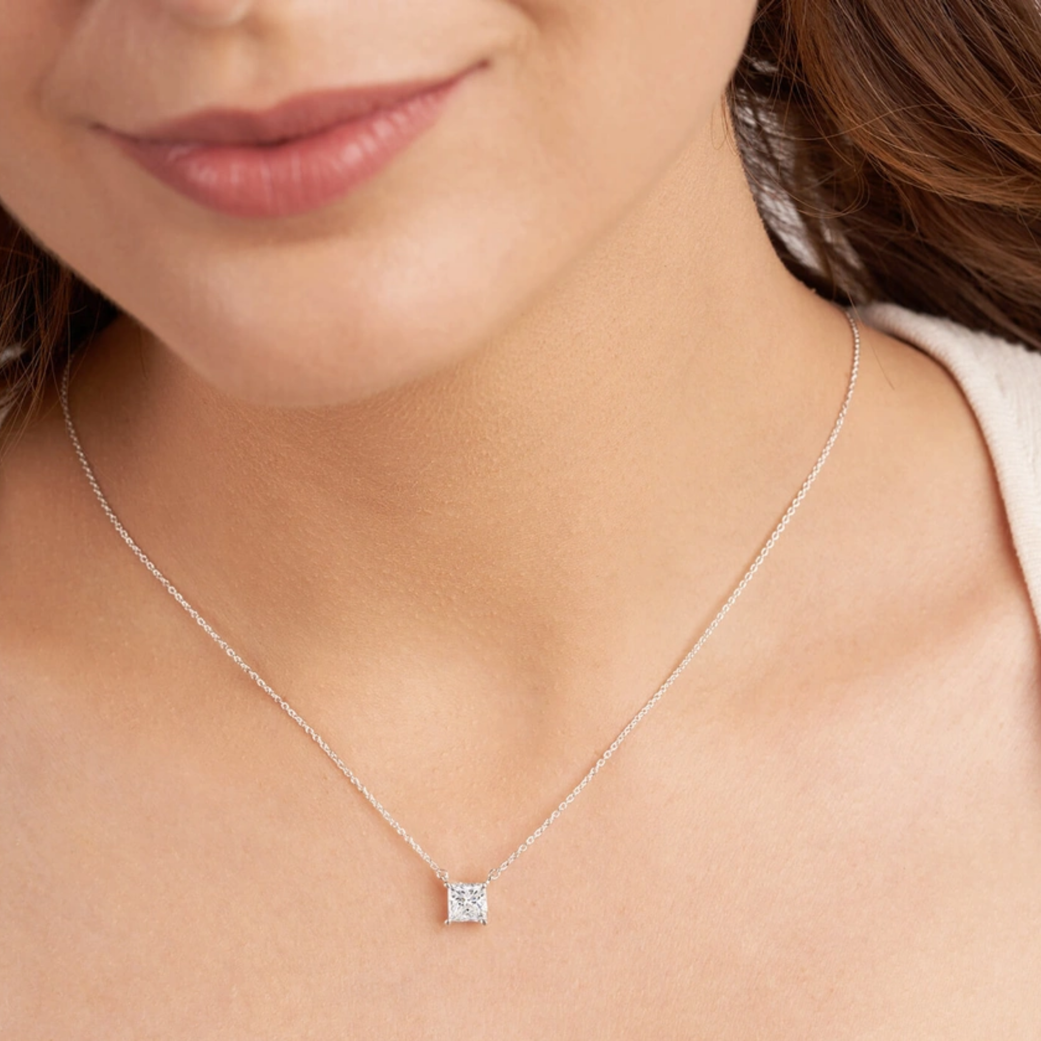 Zenobia Princess Lab Diamond Solitaire Necklace
